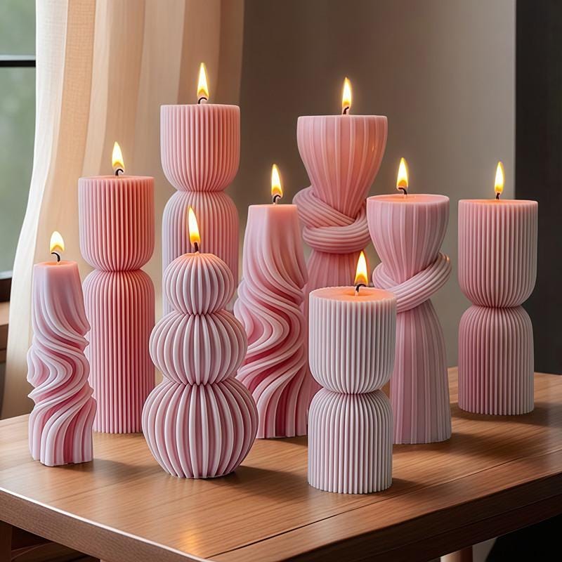 Knot Candle Silicone Mold-Hourglass Pillar Candle Mold-Sculpture Striped Candle Mold-Column Ribbed Candle Mold-Aesthetic Table Decor Mold