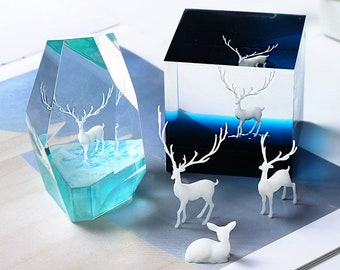 Materiali di riempimento in resina di alce 3D-Modello di cervo per stucco per colata di resina siliconica-Gioielli in resina che fanno forniture-Decorazione micro paesaggistica fai-da-te