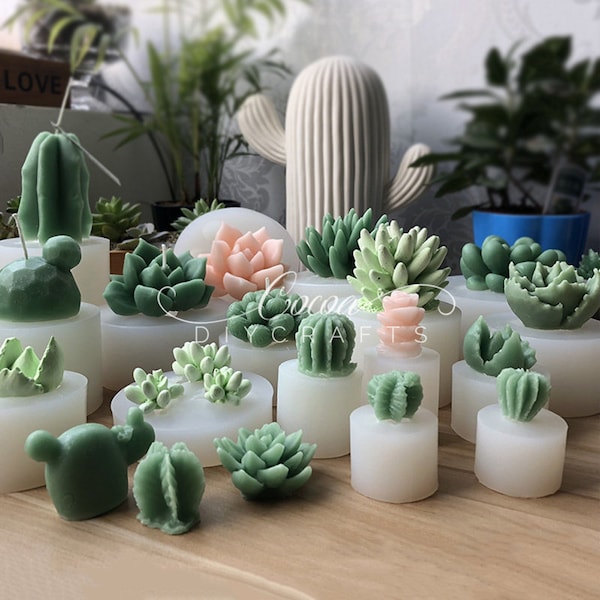 Plantes succulentes Silicone Moule-Bougie succulente Moule-Belles bougies de cactus Moule-Succulent Cactus Résine Moule-Bougie parfumée Art Moule