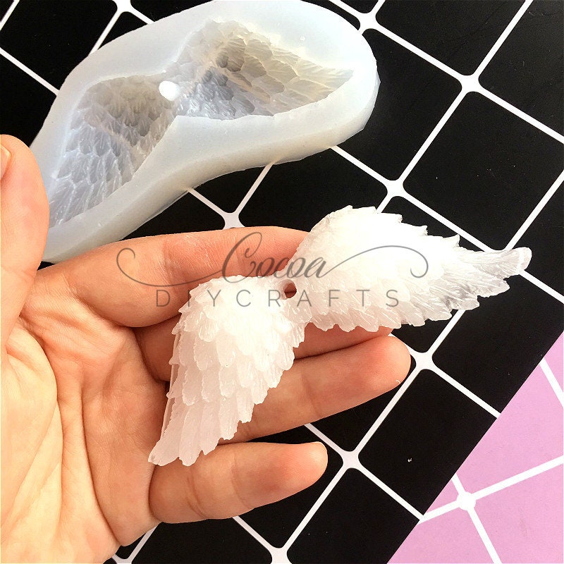 Angel Wings Shiny Glossy Alien-Shape Resin Jewelry Molds Silicone Molds for Epoxy Resin Earring Making Supplies Resin Keychain Mold Clay Molds