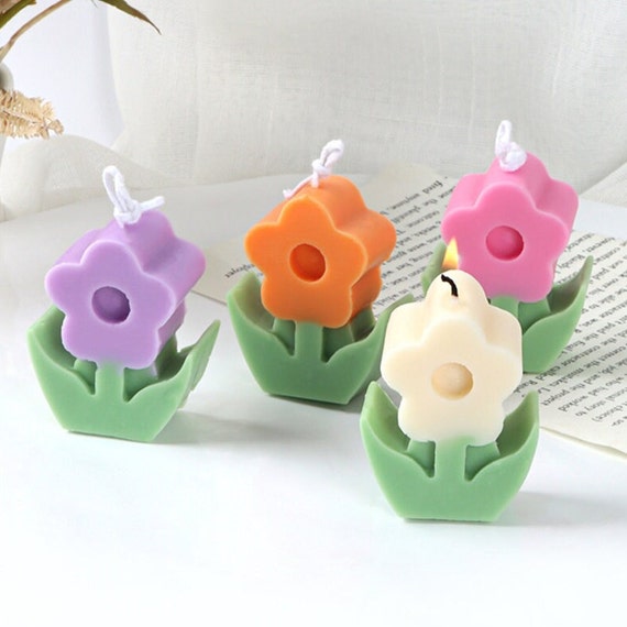 Round Flower Silicone Soap Aroma Stone Handmade Mold Soap Making Molds 1pc  Set