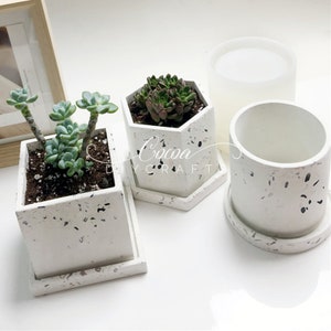 Beton Blumentopf Silikonform-Beton Gips Blumentopf Form-Jesmonit Terrazzo Topfform-Blumentopf Basisform-Epoxidharzform