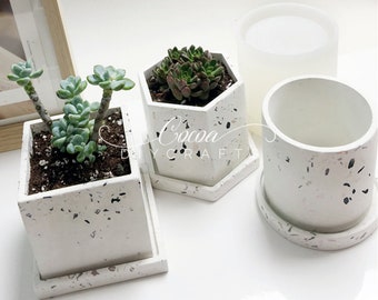Concrete Flower Pot Silicone Mold-Cement Plaster Planter Pot Mold-Jesmonite Terrazzo Pot Mold-Flower Pot Base Mold-Epoxy Resin Mold