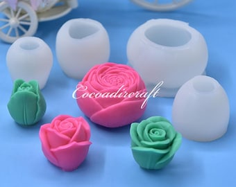 Molde de silicona para velas con forma de flor de 4 estilos, molde para velas con forma de tulipán y rosa, molde para velas con forma de flor natural, molde estético para velas, molde para arte de yeso para aromaterapia