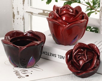 Stampo in silicone per candela a forma di rosa, contenitore in cemento Jesmonite (100 ml/3,5 oz) - Italia