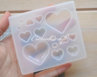 Heart Shaped Silicone Mold-Love Heart Resin Mold-Heart Earrings Mold-Heart Jewelry Making Mold-UV Resin Casting Mold-Epoxy Resin Art Mold