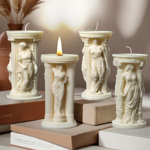 Athena Goddess Candle Silicone Mold-Greek Column Candle Mold-Roman Pillar Candle Mold-Aesthetic Candle Mold-Aromatherapy Plaster Art Mold
