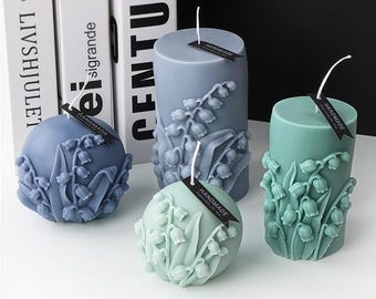 Bell Flower Candle Silicone Mold-Lily of the Valley Candle Mold-Flower Pillar Candle Mold-Round Ball Candle Mold-Soy Wax Beeswax Candle Mold