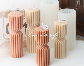 Striped Cylinder Candle Silicone Mold-Spiral Candle Mold-Geometric Art Candle Mold-Beeswax Pillar Candle Mold-DIY Aromatherapy Plaster Mold
