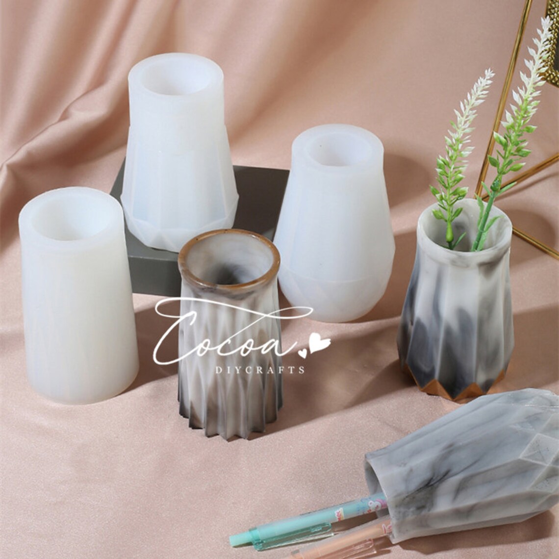 3D Vase Silicone MoldVase Resin MoldVase Mold With Flower Etsy