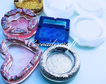 Geometric Ashtray Silicone Mold-Small Ashtray Resin Mold-Round Square Ashtray Mold-Heart Shaped Ashtray Mold-Concrete Cement Ashtray Mold