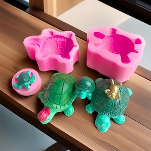 4 Styles Turtle Fondant Silicone Mold-Sea Turtle Candle Mold-Animal Turtle Candle Mold-Chocolate Cake Mold-DIY Aromatherapy Plaster Mold