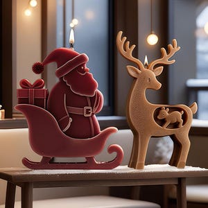Christmas Candle Silicone Mold-Christmas Elk Candle Mold-Santa Claus Candle Mold-Winter Holiday Candle Mold-DIY Aromatherapy Plaster Mold