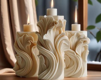 Nordic Candle Silicone Mold-Spiral Pillar Candle Mold-Wave Swirl Candle Mold-Sculpture Candle Mold-Aesthetic Candle Mold-Soy Wax Candle Mold