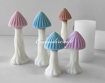Stampo in silicone per funghi di 3 dimensioni, stampo per candela a fungo carino, stampo per candela a fungo pianta, stampo per candela pilastro in cera d'api, stampo per sapone per candela aromatica