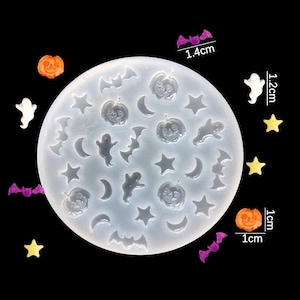 Miniature Halloween Silicone Mold-Cute Pumpkin Resin Mold-Ghost Bat Mold-Moon and Star Mold-Miniature Dollhouse Mold-UV Resin Art Mold