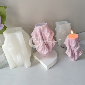 Geometric Wavy Candle Mold-Spiral Wavy Candle Mold-Wavy Pillar Candle Mold-Swirl Candle Silicone Mold-Scented Candles Mold-Candle Art Mold