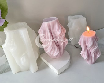 Geometric Wavy Candle Mold-Spiral Wavy Candle Mold-Wavy Pillar Candle Mold-Swirl Candle Silicone Mold-Scented Candles Mold-Candle Art Mold