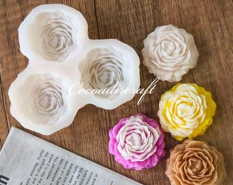 3D Peony Candle Silicone Mold-Peony Flower Candle Mold-Natural Flower Resin Mold-Small Peony Soap Mold-DIY Aromatherapy Plaster Mold