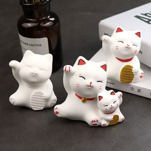 Lucky Cat siliconen mal-schattige kat hars schimmel-cartoon kat sleutelhanger schimmel-dierlijke kat kaars schimmel-beton kat standbeeld schimmel-cement Jesmonite schimmel