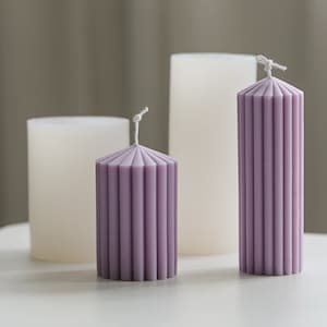 2 Styles Cylindrical Silicone Mold-Striped Cylinder Candle Mold-Long Gear Candle Mold-Beeswax Pillar Candle Mold-Aroma Candle Soap Mold