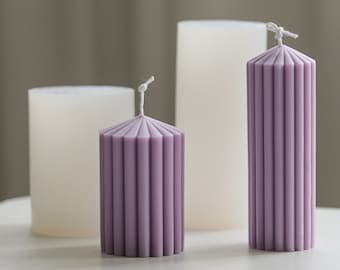 2 Styles Cylindrical Silicone Mold-Striped Cylinder Candle Mold-Long Gear Candle Mold-Beeswax Pillar Candle Mold-Aroma Candle Soap Mold