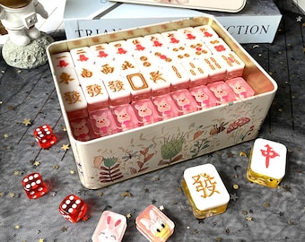 Mah-Jong Set Multi-color Portable Vintage Mini Mahjong for entertainment _UM_ch 