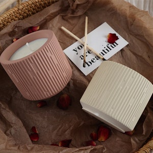 Striped Flower Pot Silicone Mold-Concrete Cement Candle Jar Mold-Candle Cup Mold-Jesmonite Planter Mold-Pen Holder Mold-Epoxy Resin Box Mold