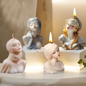 Girl Head Candle Silicone Mold-Young Lady Candle Mold-Goddess Body Candle Mold-Portrait Sculpture Candle Mold-Aesthetic Art Candle Mold