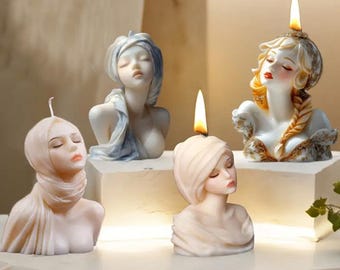 Girl Head Candle Silicone Mold-Young Lady Candle Mold-Goddess Body Candle Mold-Portrait Sculpture Candle Mold-Aesthetic Art Candle Mold