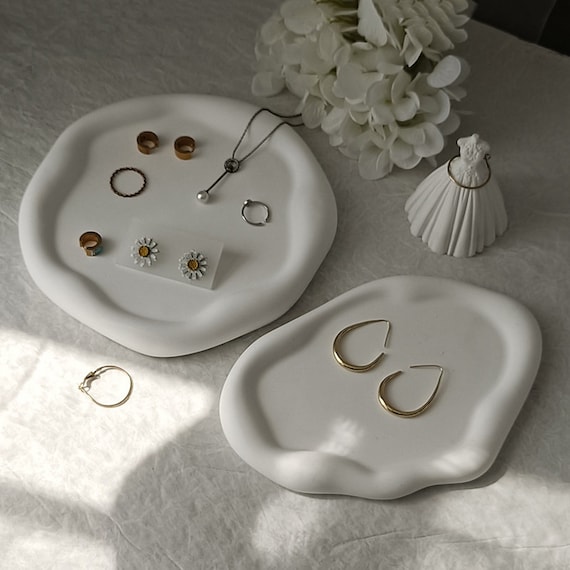 Concrete tray silicone Mold irregular shape cement flowerpot tray mold  plaster handicraft mold