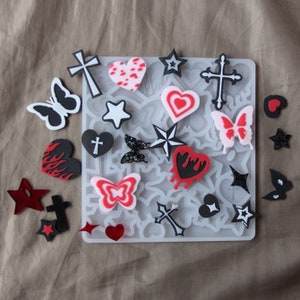 Cool Cross Pendant Silicone Mold-Flame Heart Pendant Mold-Butterfly Star Earrings Mold-Pendant Jewelry Making Mold-Epoxy Resin Craft Mold