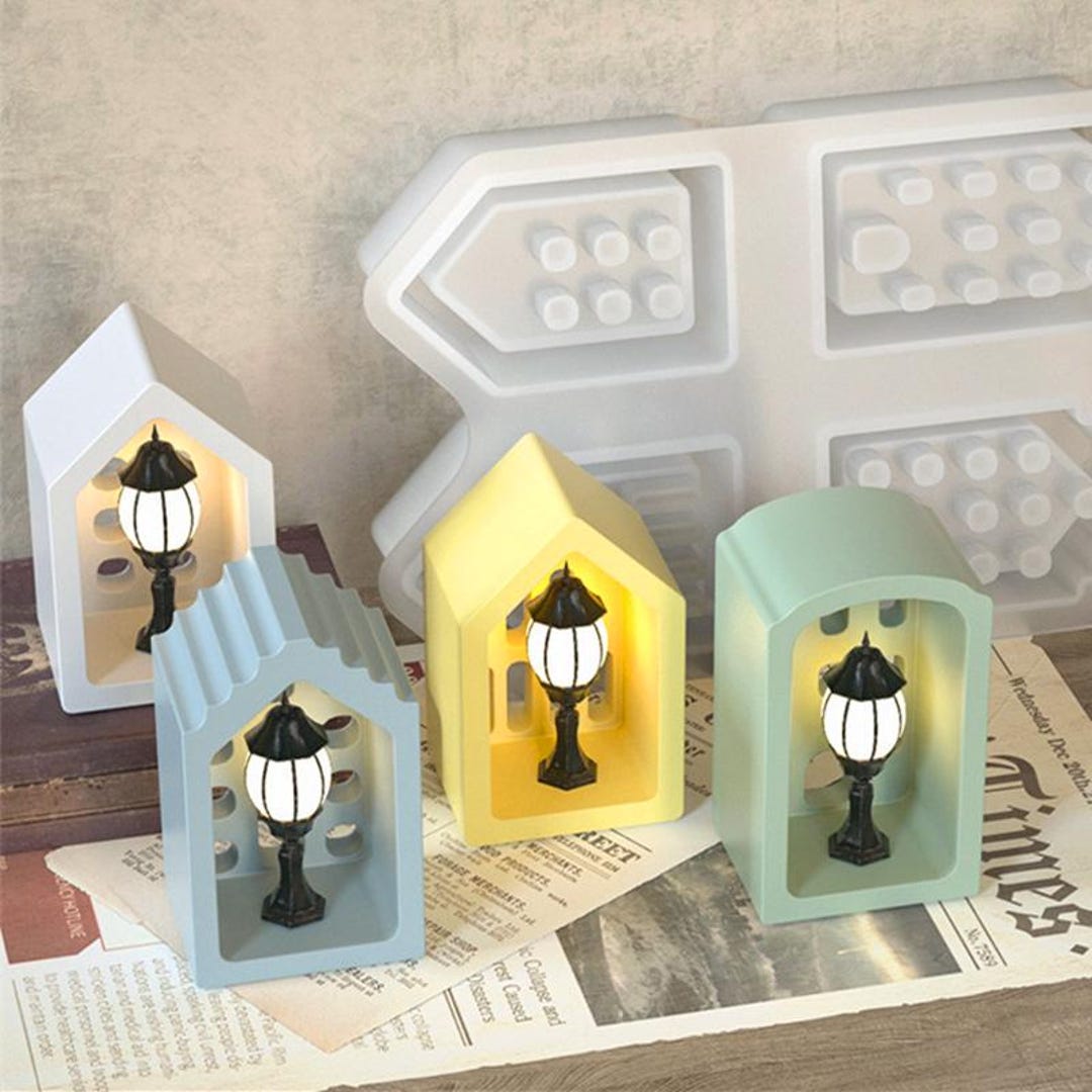 4 Styles/set Nordic House Silicone Mold-mini House Resin Mold-led Light ...