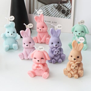 Happy Bunny Silicone Mold-Cute Bunny Candle Mold-Easter Bunny Candle Mold-Animal Rabbit Candle Mold-Aromatherapy Plaster Mold