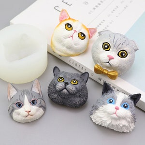 Kitty Cat Silicone Mold-Cute Cat Head Mold-Animal Cat Resin Mold-Cat Keychain Resin Mold-DIY Aromatherapy Yeso Mold-Car Dashboard Decor