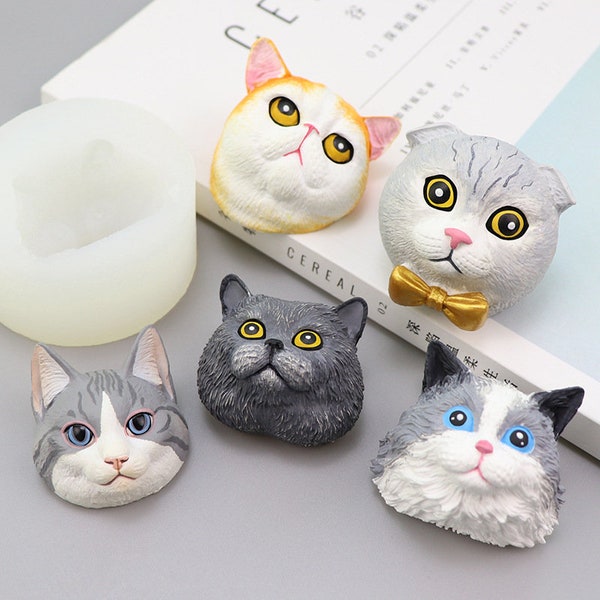 Kitty Cat Silicone Mold-Cute Cat Head Mold-Animal Cat Resin Mold-Cat Keychain Resin Mold-DIY Aromatherapy Plaster Mold-Car Dashboard Decor