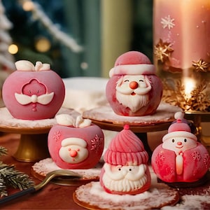 Apple Fondant Silicone Mold-Cartoon Apple Candle Mold-Christmas Apple Santa Candle Mold-Chocolate Cake Decor Mold-Handmade Candle Soap Mold