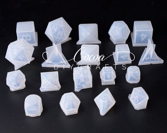 19 Styles Polyhedral Game Dice Molds-Resin Dice Molds-DND Dice Mold Set-3D Dice Silicone Mold-Table Board Game Mold-Letter Number Dice Mold