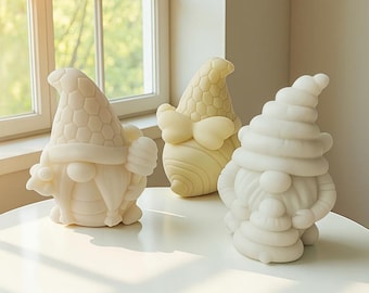 3D Bee Gnome Silicone Mold-Honey Bee Gnome Candle Mold-Honeycomb Gnome Candle Mold-Concrete Cement Statue Mold-DIY Aromatherapy Plaster Mold