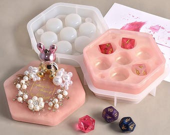 Hexagon Dice Box Silicone Mold-DND Dice Box Resin Mold-Dice Storage Box Mold-Dice Holder Box Mold-Concrete Cement Mold-Jesmonite Box Mold