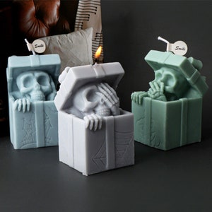 3D Skull Candle Silicone Mold-Halloween Skull Candle Mold-Skull Gift Box Candle Mold-Skeleton Box Candle Mold-Aromatherapy Plaster Mold