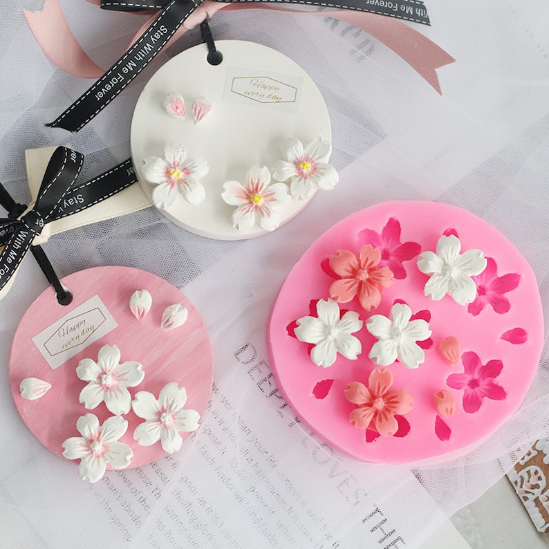 Cherry Blossom Fondant Moldcherry Blossom Candle Moldflower Etsy