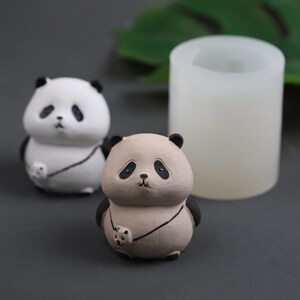 Lindo Panda Vela Silicona Molde-Cartoon Panda Vela Molde-Hecho a mano Panda Jabón Molde-Concreto Panda Estatua Molde-Jesmonite Cemento Decoración Molde