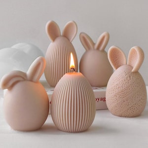 7 Arten Osterei Silikonform-Osterhase Ei Kerze Form-Gestreifte Ei Kerze Form-Beton Kaninchen Ei Form-Jesmonit Gips Dekor Form