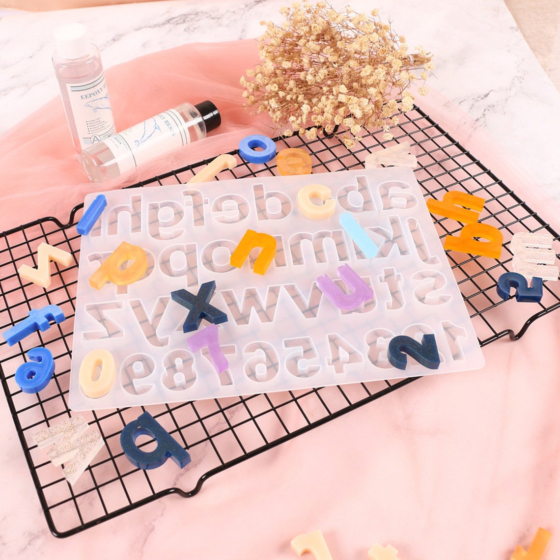 2 Styles Small Letter Silicone Mold26 Letters keychain Resin Etsy