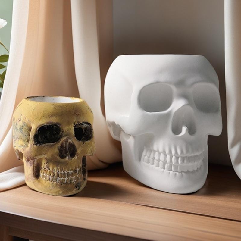 OFFSCH Vaso Per Piante A Forma Di Teschio in Ceramica Bianca Ornamenti Di Halloween Vaso Moderno E Vivace Per Decorazioni Da Giardino