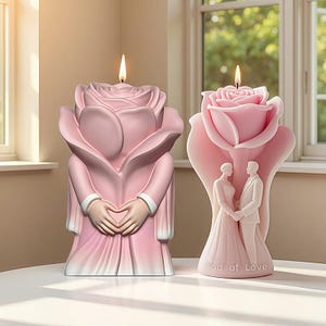 Moule en silicone pour bougie fleur rose - Moule pour bougie couple romantique - Moule pour bougies de la Saint-Valentin - Moule décoratif pour bougies de mariage - Moule pour bougies en cire de soja