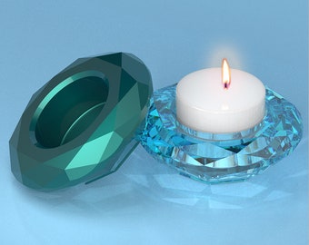 Diamond Tealight Holder Resin Mold-Tea Light Holder Mold-Candle Holder Silicone Mold-Candlestick Cement Plaster Mold-Wedding Table Decor