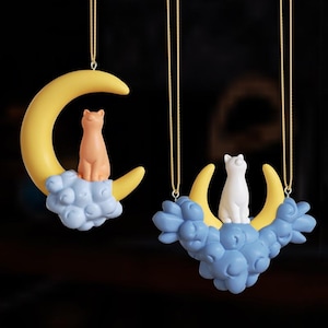 Moon Cat Silicone Mold-Crescent Cat Resin Mold-Cute Cat Keychain Mold-Cat Wall Hanging Mold-DIY Aromatherapy Plaster Mold-Home Decor Mold