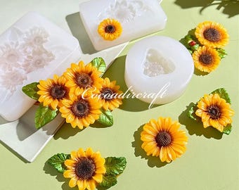 2 Stampi In Silicone Per Candele E Decorazioni - Forma Di Gnomo, Girasole, Foglie - Per Torte, Sapone, Resina, Gesso